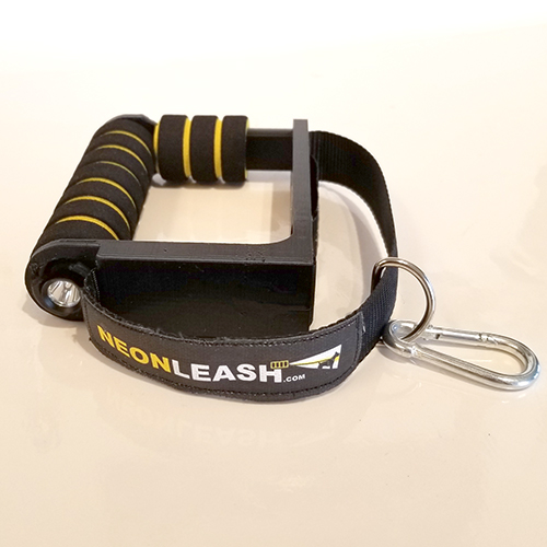 NeonLeash-Doggy Flashlight Handle can attach to any leash.